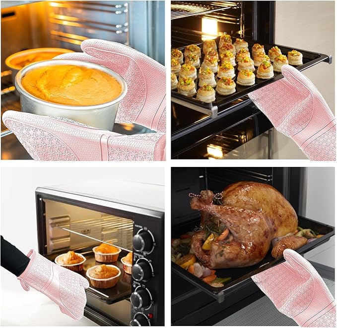 Hovico Silicone Oven Mitts, Heat Resistant 500F Kitchen Mitts 2PCS, 11.6" - Image 7