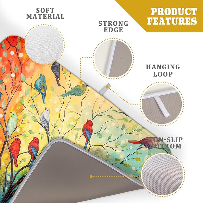 Spring Summer Floral Birds Dish Drying Mat - Image 4