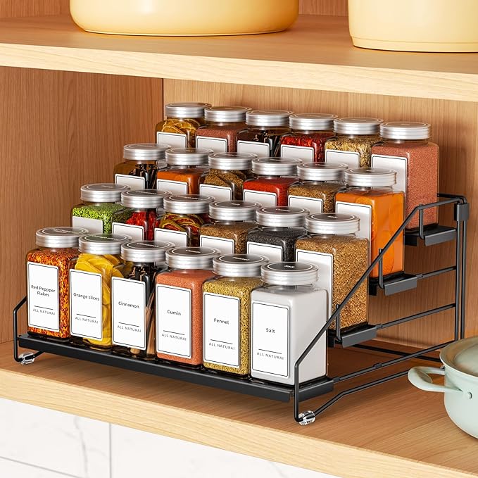 BOIVSHI 4 Tier Spice Rack for Cabinet, Spice Rack Organizer, Depth Adjustable - Image 2