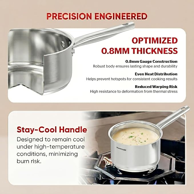 SUNHOUSE – 1.5 Quart Stainless Steel Sauce Pan - Image 3