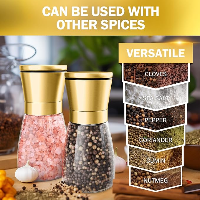 Home EC Original Gold Salt and Pepper Grinder Set of 2 - Image 5