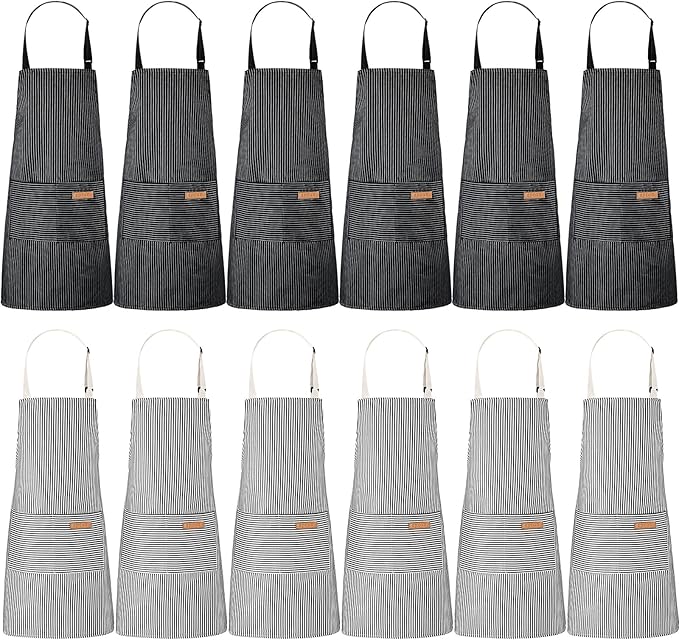 Handepo 12 Pcs Cotton Aprons for Women Men by Handepo