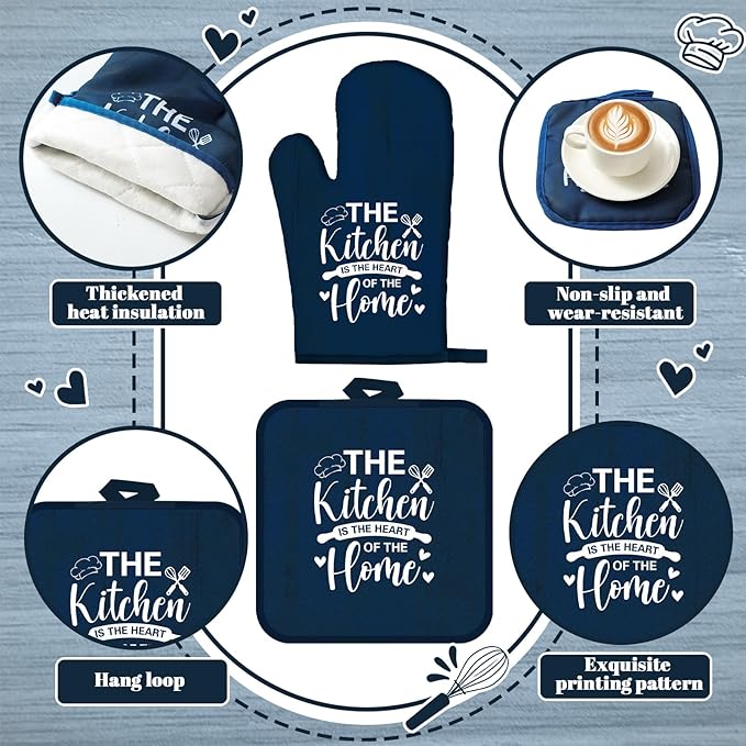 Leinuosen 8 Pcs Kitchen Towels and Oven Mitts Sets Pot Holders Dishcloths Set - Image 5