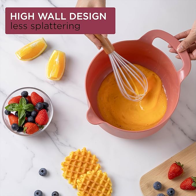 COOK WITH COLOR Nesting Plastic Mixing Bowl Set with Pour Spouts and Handles - Image 4