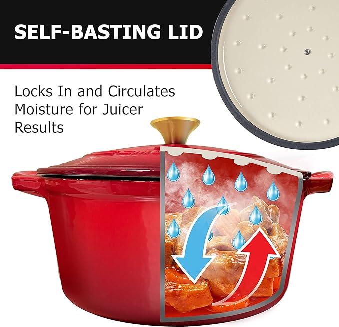 Mueller 6qt Enameled Cast Iron Dutch Oven, Heavy-Duty Casserole and Braiser Pan - Image 5
