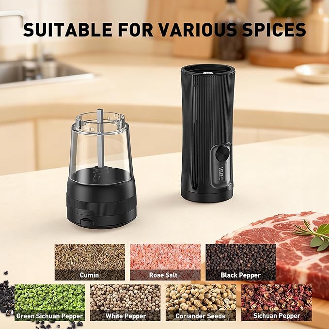 Electric Salt and Pepper Grinder Set, Upgrade 2-Speed Setting, External 5 - Image 7