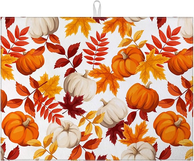 Fall Pumpkin Maple Dish Drying Mat by MOUNTANLLY