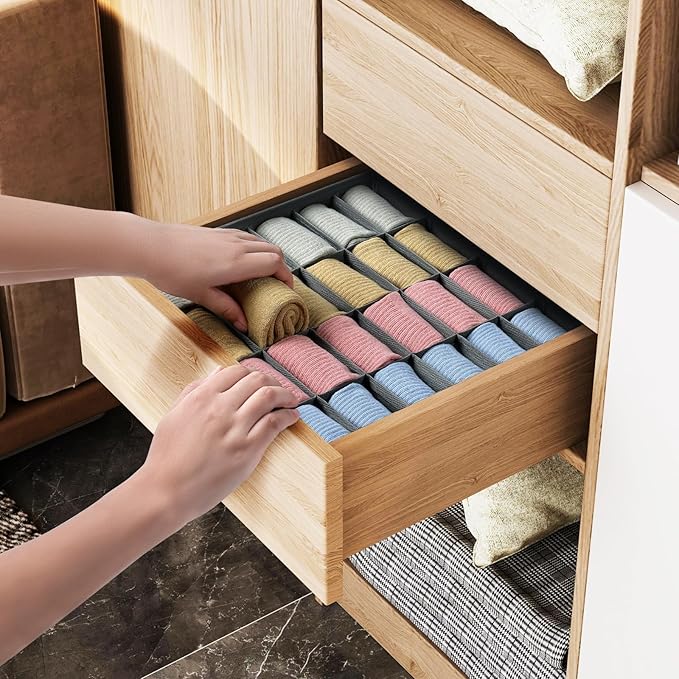 Joyoldelf Sock Drawer Organizer Divider Underwear Organizer 24-cell Fabric - Image 5