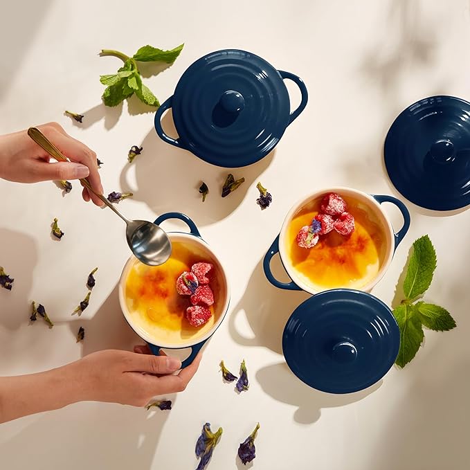 Kook Ceramic Mini Cocotte Set, Small Casserole Dishes - Image 4