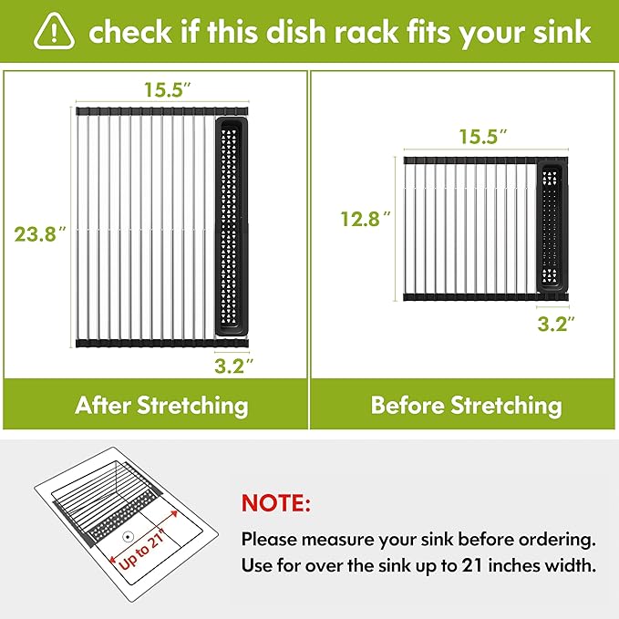 JASIWAY Dish Drying Rack, Roll Up Dryer Rack - Image 2