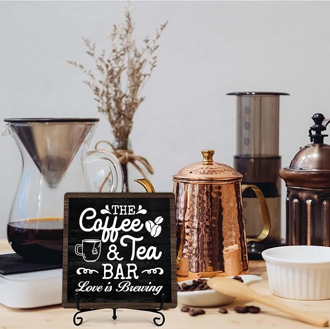 Coffee Bar Sign, Love is Brewing Farmhouse Tabletop Decor, Coffee and Tea Lover - Image 7