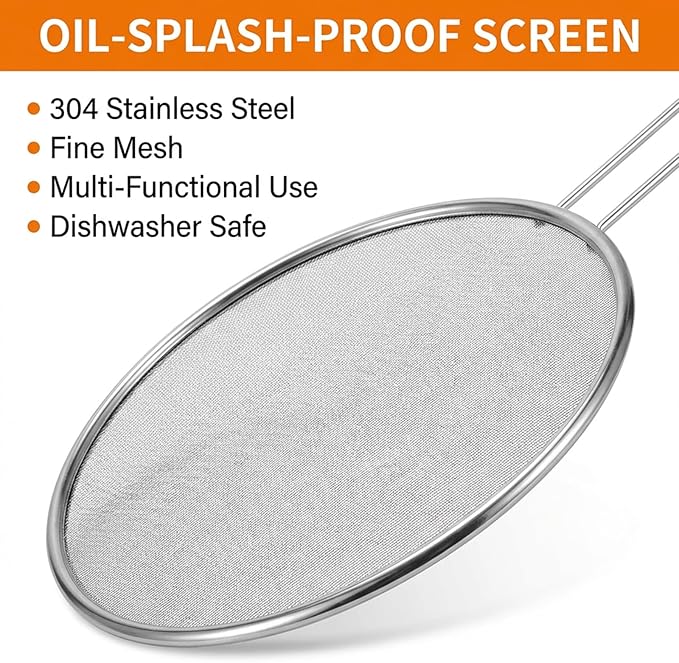 7.5 in Grease Splatter Guard Stainless Steel Splatter Guard - Image 3