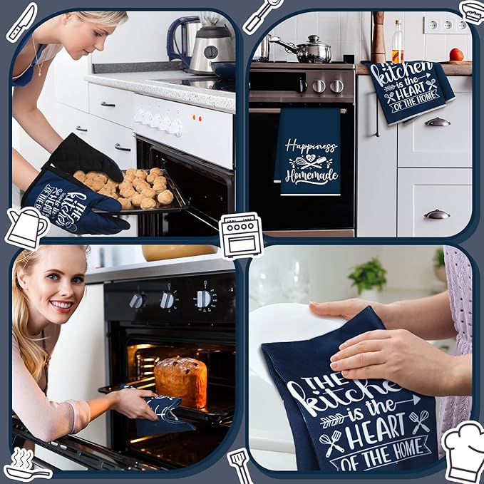 Sratte 6 Pcs Kitchen Decor Accessories Set Farmhouse Towels Pot Holders Oven - Image 5