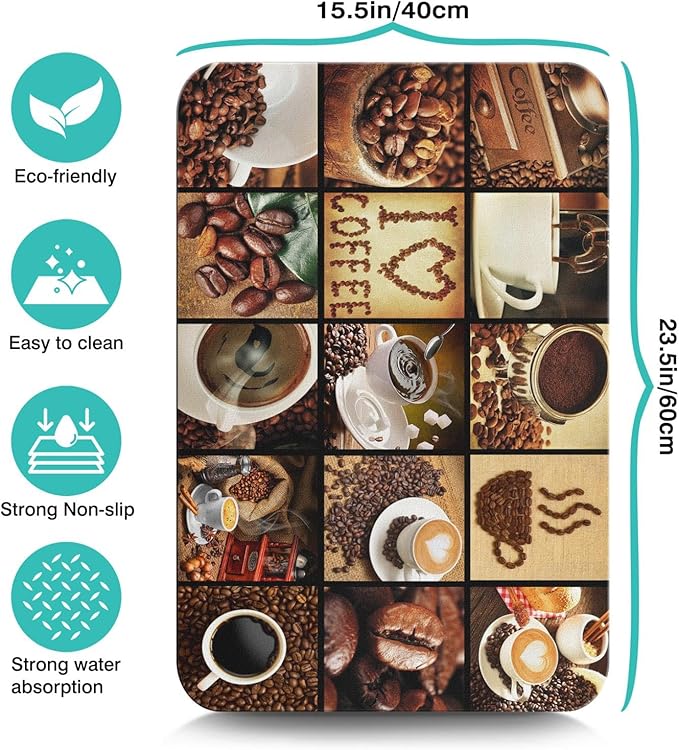 Coffee Mat 23inx15in, Anti-Slip & Waterproof Coffee Bar Accessories, Absorbent - Image 5