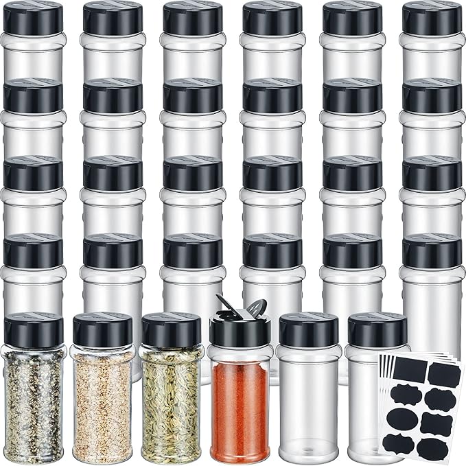 Eccliy 36 Pack 3 oz Clear Plastic Spice Jars by Eccliy