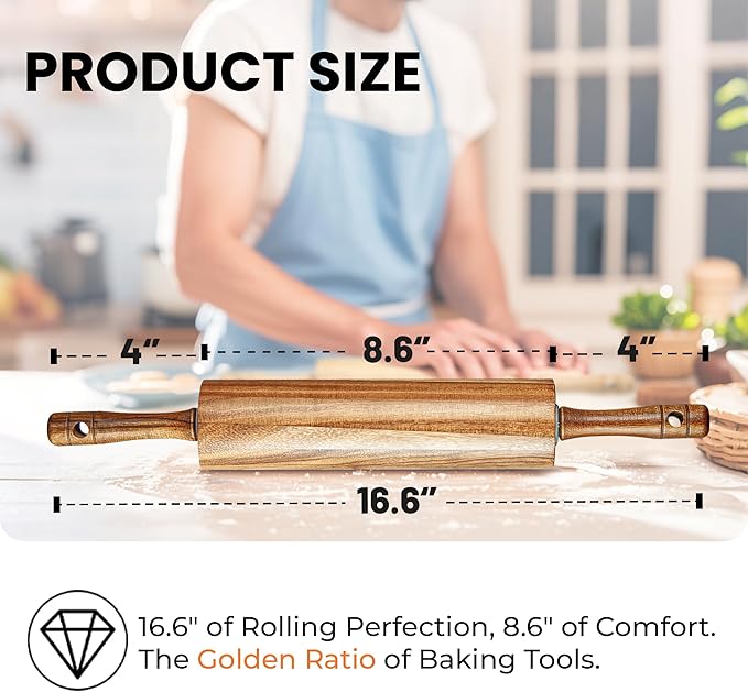 KARRYOUNG Acacia Wood Rolling Pin - Image 2