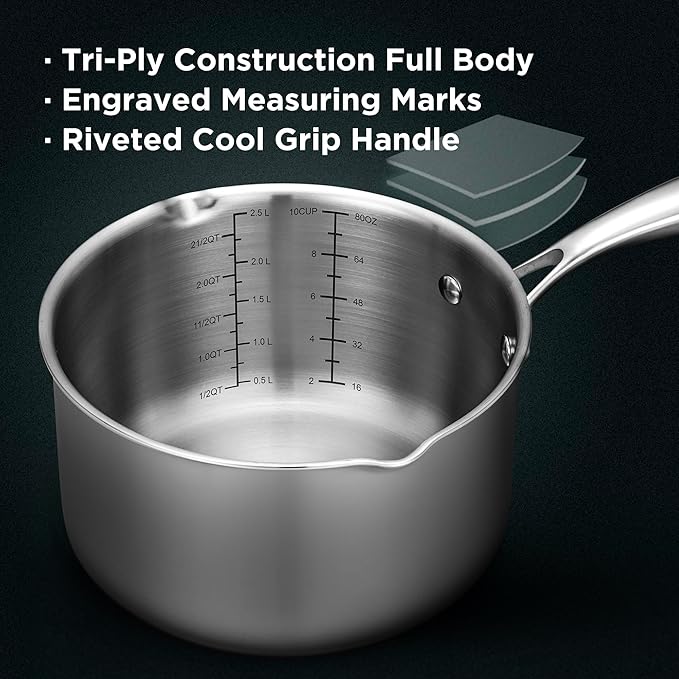 Tri-Ply Stainless Steel Sauce Pan - Image 6