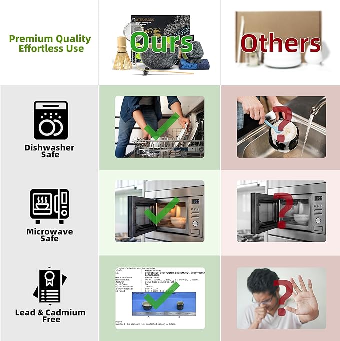 TEANAGOO 12 Pcs Matcha Whisk Set Black, Ceramic Matcha Set, Matcha Kit - Image 7