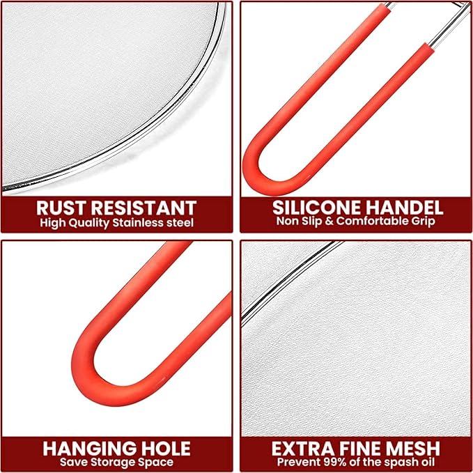 13" Grease Splatter Screen for Cooking | Stainless Steel Oil Splatter Guard and - Image 8