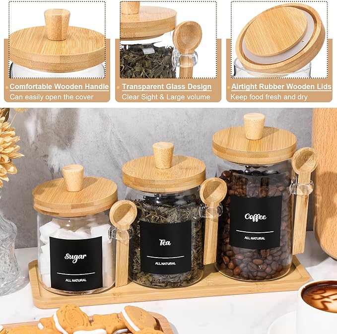 Suclain 3 Pcs Glass Coffee Container - Image 3