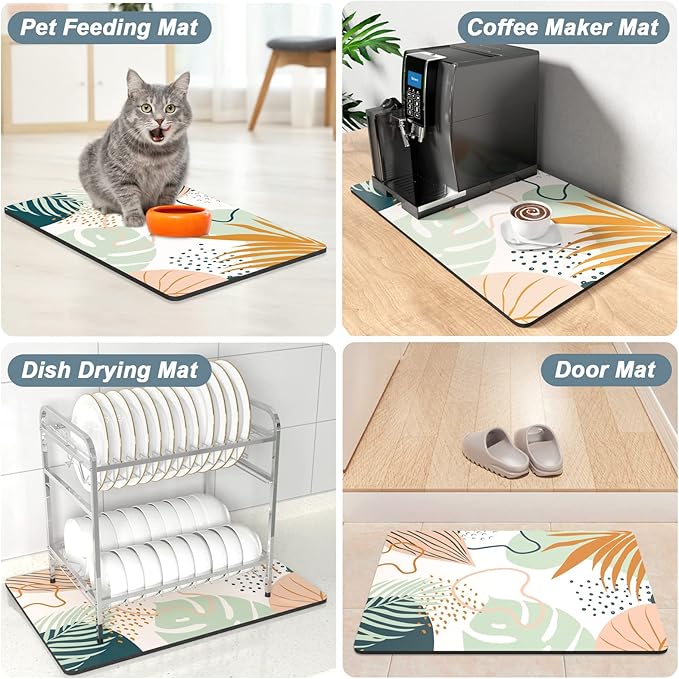 Rnivvi Coffee Mat, Hide Stain Rubber Backed Absorbent Dish Drying Pad - Image 7