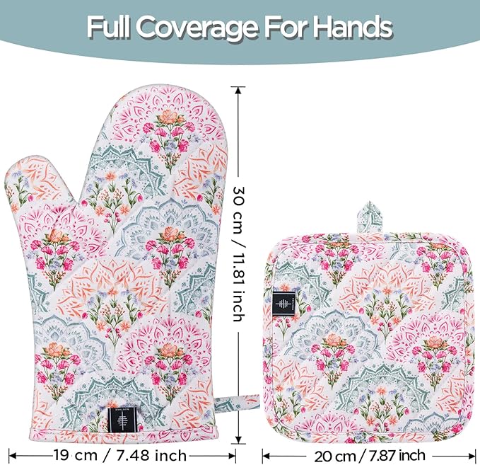 BONTHEE Oven Gloves Heat Resistant Potholder Set Oven Gloves - Image 2