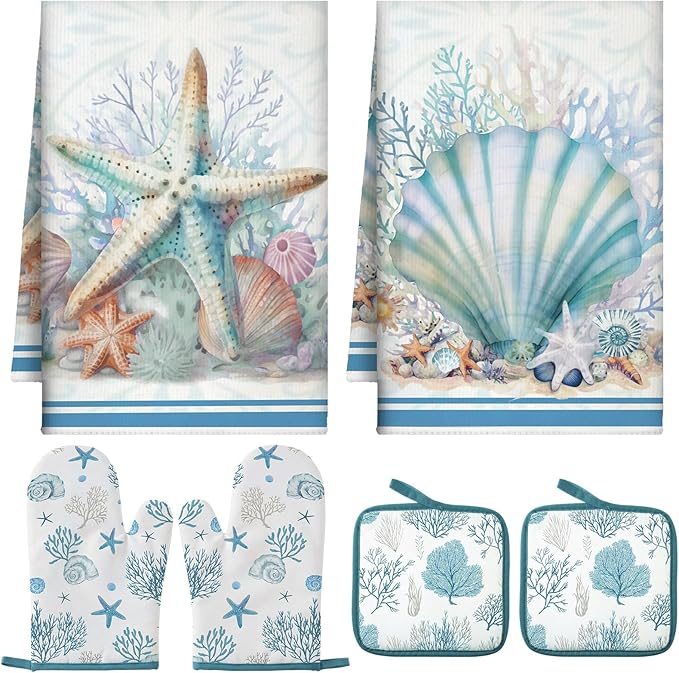 Jingmore 6 Pcs Kitchen Decor Set Accessorie Farmhouse Kitchen Towels Pot by Jingmore