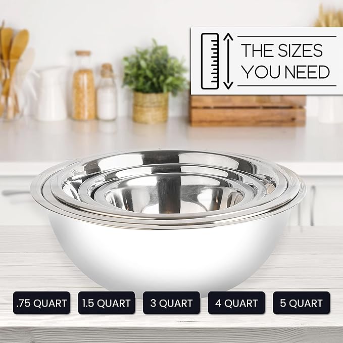 WHYSKO Meal Prep Stainless Steel Mixing Bowls Set, Refrigerator, and Kitchen - Image 6