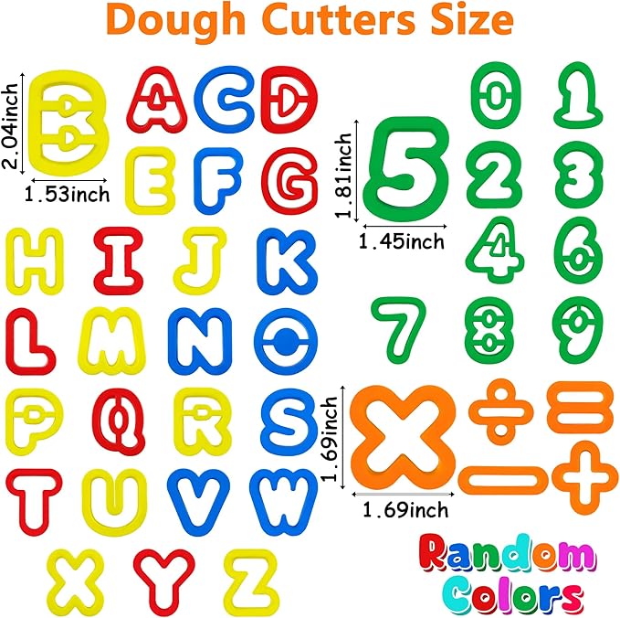 Dough Tool Set with Dough Alphabet Cutters, Numbers Cutters, Mathematical - Image 2