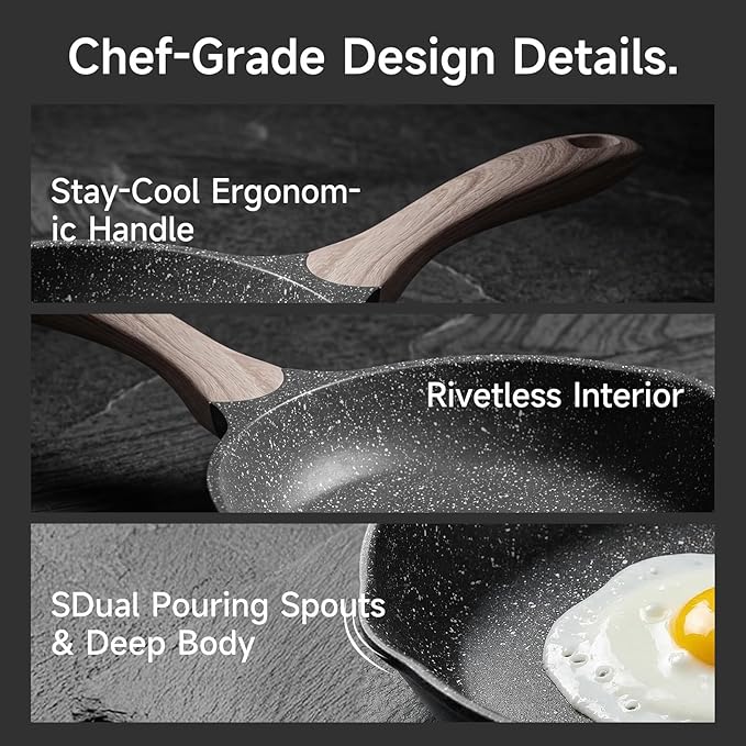 JEETEE 10 Inch Nonstick Frying Pan Stone Coating Cookware, Nonstick Omelette - Image 4