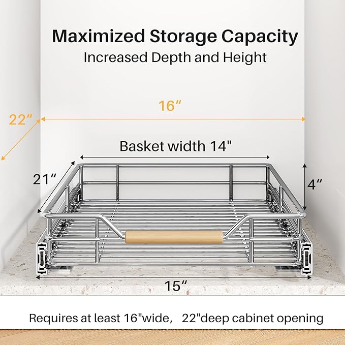 Pull out Cabinet Organizer, Heavy Duty Smooth Sliding Under Cabinet Shelves - Image 3