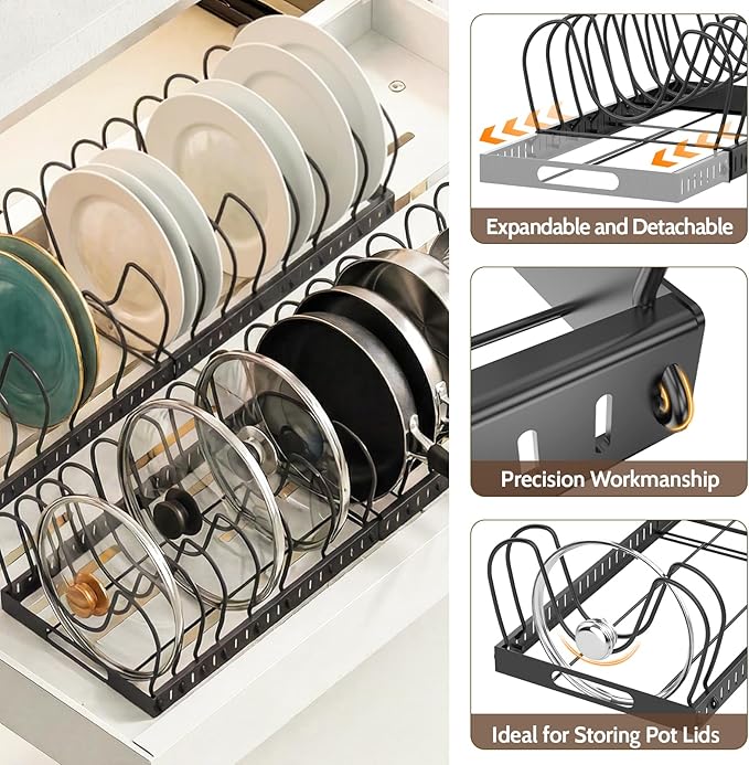 2PACK Expandable Pots and Pans Organizer Under Cabinet - Image 5