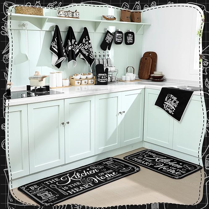 Fourluoo 10 Pcs Farmhouse Kitchen Decor and Accessories Set 4 Kitchen Towels 2 - Image 7