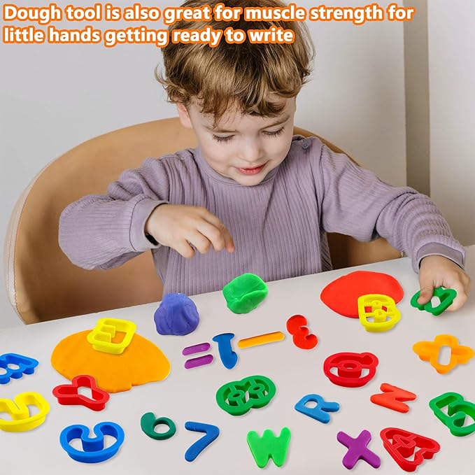 Dough Tool Set with Dough Alphabet Cutters, Numbers Cutters, Mathematical - Image 5