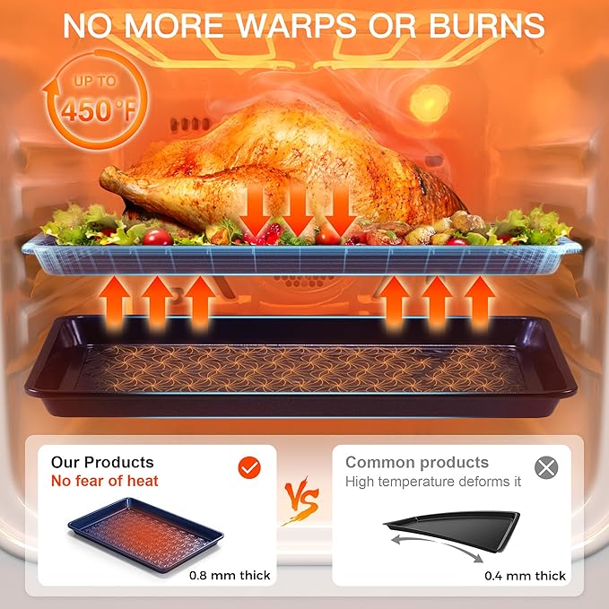 HONGBAKE Nonstick Baking Sheet Pan Set of 3, Cookie Sheets - Image 5