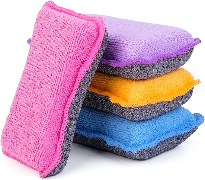 UPSTAR Kitchen Sponges for Dishes, Microfiber Cleaning Scrubber, Non-Scratch by UPSTAR
