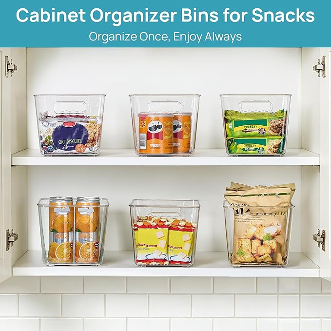 Vtopmart 6 Pack Clear Storage Bins, Pantry Cabinet Organizer Bins - Image 3