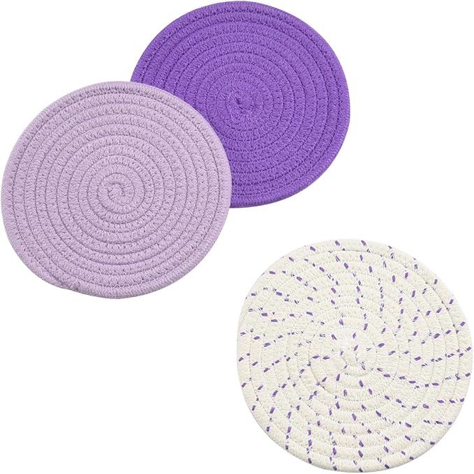 Pot Holders Set Trivets Set 100% Pure Cotton Thread Weave Hot Pot Holders Set - Image 3