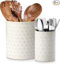 MALACASA LYDIA Ceramic Utensil Holders, 7.3"+5.5" Kitchen Utensil Crock Set by MALACASA
