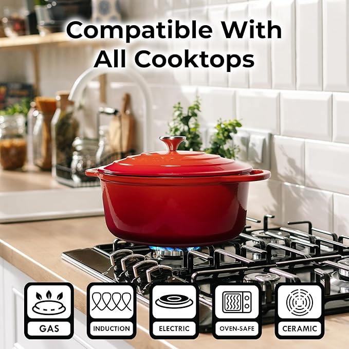 Zulay Kitchen 5 Quart Enameled Cast Iron Dutch Oven Pot - Image 3