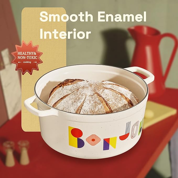 CAROTE 5QT Cast Iron Dutch Oven Pot - Image 6