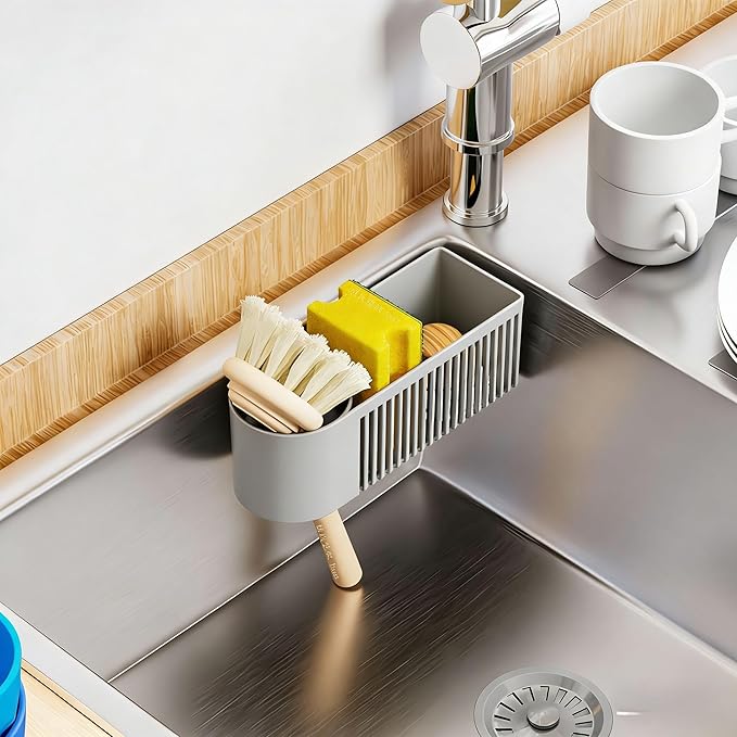 SuoXing Inside Sink Sponge Holder, Plastic Dish Sink Organizer - Image 2