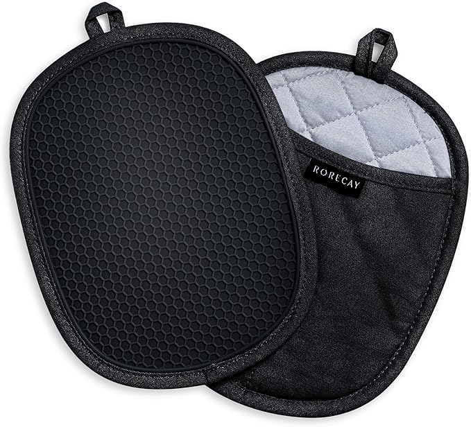 2-Pack Silicone Pot Holders for Kitchen Heat Resistant up to 500°F, Non-Slip by Rorecay