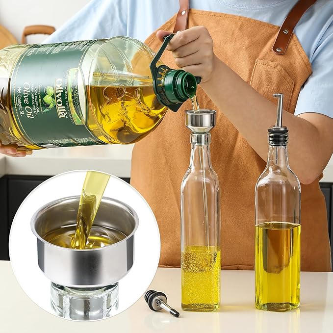 AOZITA 17oz Clear Glass Olive Oil Dispenser Bottle - 500ml Oil & Vinegar Cruet - Image 6