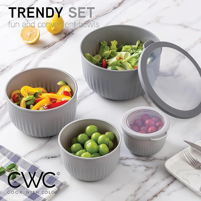 COOK WITH COLOR Prep Bowls with Lids- Wide and Deep Nesting Plastic Small - Image 2