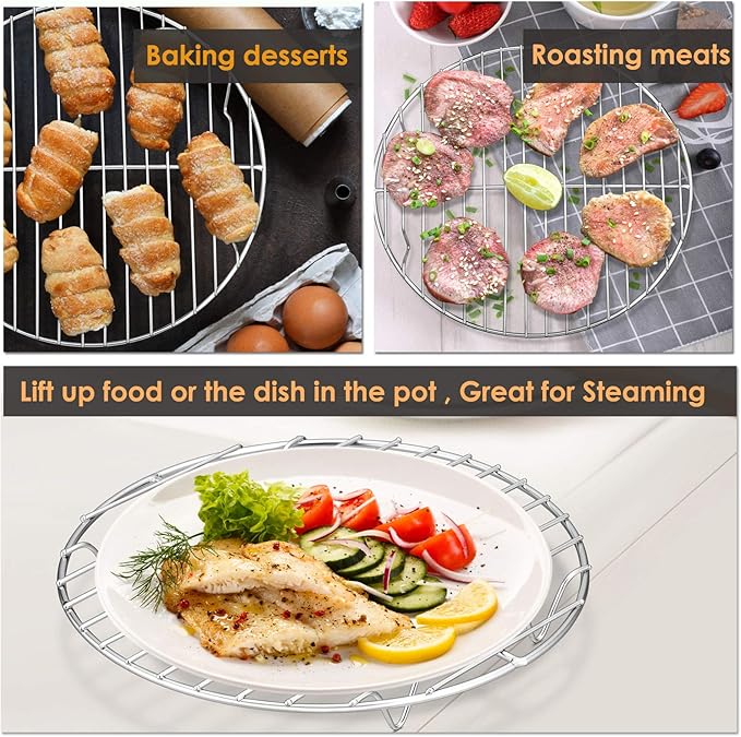 P&P CHEF Round Cooking Rack, Fits Air Fryer/Stockpot/Pressure Cooker/Round Cake - Image 5