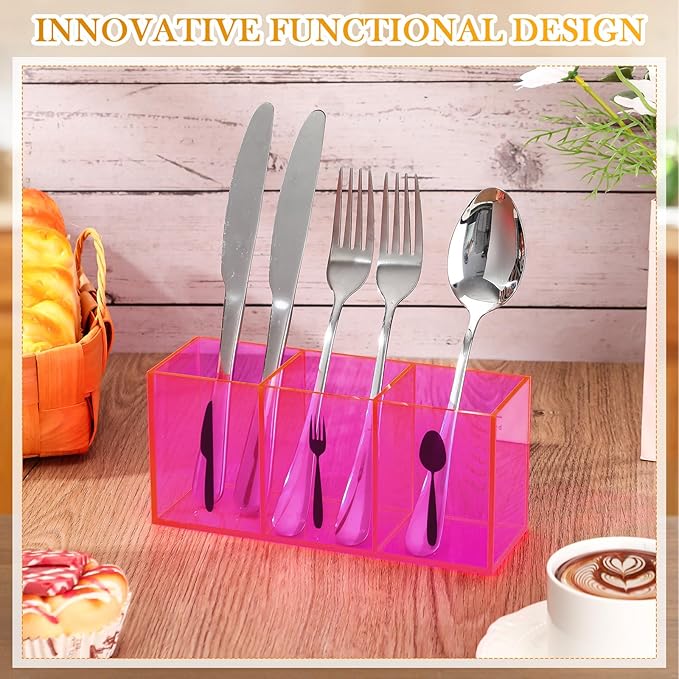 Suzile Acrylic Cutlery Storage Organizer Bin Silverware Caddy Countertop Knife - Image 4