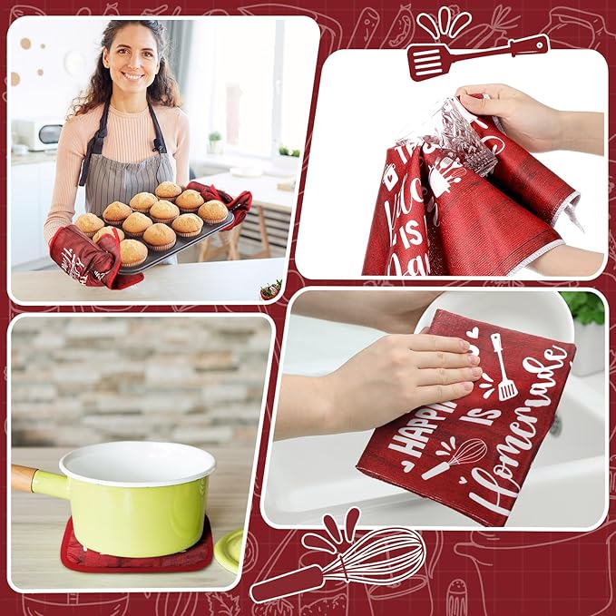Fourluoo 10 Pcs Farmhouse Kitchen Decor and Accessories Set 4 Kitchen Towels 2 - Image 6