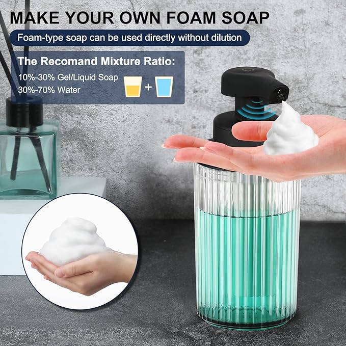 Automatic Soap Dispenser Foaming Touchless: 9oz Black Plastic - Image 3