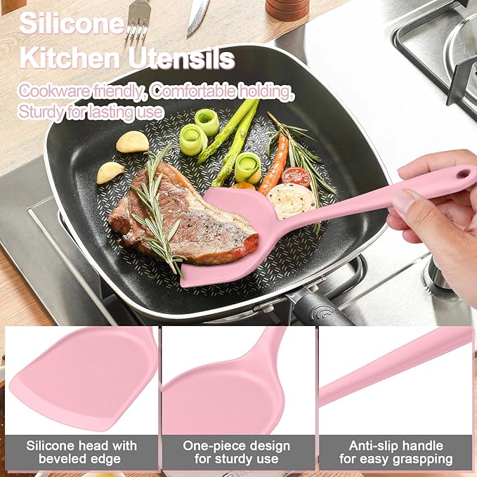 P&P CHEF Kitchen Utensil Set, 4 Pieces Non-stick Silicone Cooking Utensils - Image 3